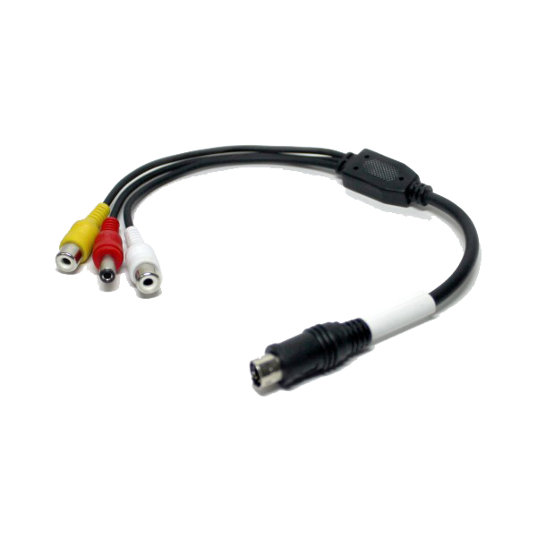 MXN 4-PIN MINI DIN MALE ~ RCA FEMALE A/V AND 12V DC OUTPUT