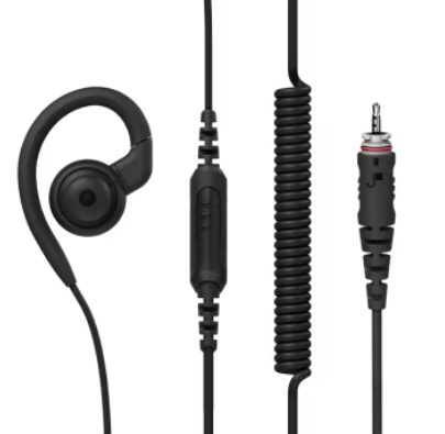 In-Line Over-the-Ear Earpiece with PTT, 2.5mm ,  (Short Cord)